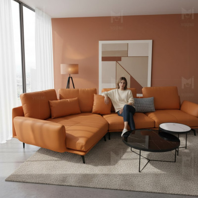 Narożnikowa kanapa Orange LForm Żywy krajobraz Sofa Couch Podkładka Narożnik Ustawić Skóra Sofy