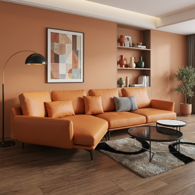 Narożnikowa kanapa Orange LForm Żywy krajobraz Sofa Couch Podkładka Narożnik Ustawić Skóra Sofy