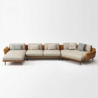 Narożnikowa kanapa Kształt U Żywy krajobraz Sofa Kanapa Podkładka Narożnik Ustawić Materiał Sofy Skóra