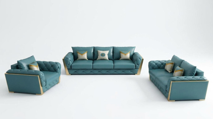 Zestaw sofowy 3+2+1 miejsce do siedzenia Żywy krajobraz Couch Sofa Podkładka Ustawić Sofy Skóra