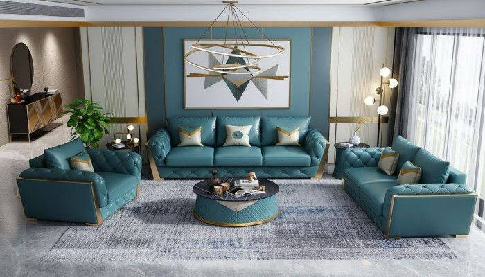 Zestaw sofowy 3+2 miejsce do siedzenia Żywy krajobraz Sofa Couch Podkładka Ustawić Sofy Skóra