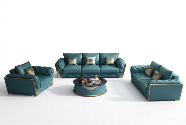 Zestaw sofowy 3+2 miejsce do siedzenia Żywy krajobraz Sofa Couch Podkładka Ustawić Sofy Skóra