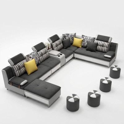 Narożnikowa kanapa Kształt U Żywy krajobraz Sofa Couch Podkładka Ustawić Materiał Sofy Skóra Nowość