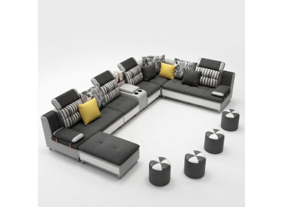 Narożnikowa kanapa Kształt U Żywy krajobraz Sofa Couch Podkładka Ustawić Materiał Sofy Skóra Nowość