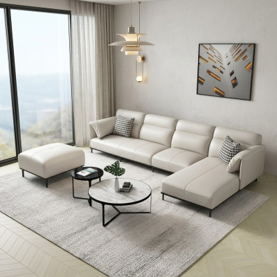 Narożnik Narożnikowa kanapa L-shape Żywy krajobraz Sofa Podkładka Couch Ustawić Materiał Sofy Skóra