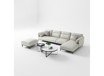 Narożnik Narożnikowa kanapa L-shape Żywy krajobraz Sofa Podkładka Couch Ustawić Materiał Sofy Skóra