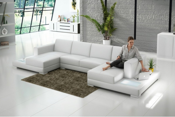 Narożnik Narożnikowa kanapa Kształt U Żywy krajobraz Sofa Kanapa Podkładka Ustawić Materiał Sofy Skóra
