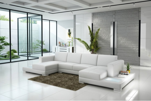 Narożnik Narożnikowa kanapa Kształt U Żywy krajobraz Sofa Kanapa Podkładka Ustawić Materiał Sofy Skóra