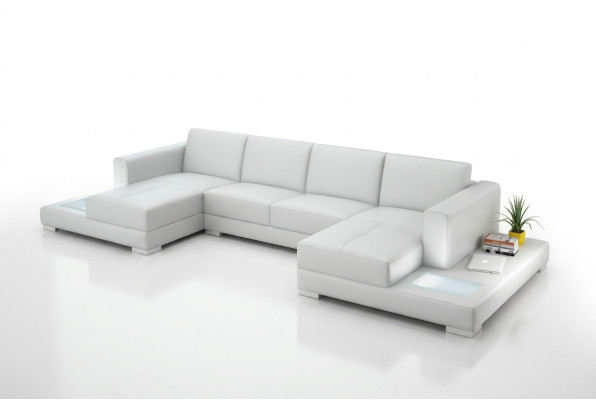 Narożnik Narożnikowa kanapa Kształt U Żywy krajobraz Sofa Kanapa Podkładka Ustawić Materiał Sofy Skóra