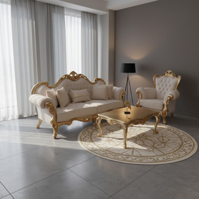 Zestaw sofowy 3+3+1+1 miejsce do siedzenia Classic Relaks Fotel Chesterfield Baroque Style 4-częściowy