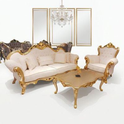 Zestaw sofowy 3+3+1+1 miejsce do siedzenia Classic Relaks Fotel Chesterfield Baroque Style 4-częściowy