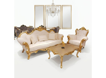 Zestaw sofowy 3+3+1+1 miejsce do siedzenia Classic Relaks Fotel Chesterfield Baroque Style 4-częściowy