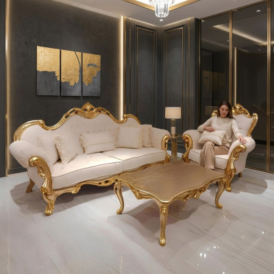 Zestaw sofowy 3+3+1 miejsce do siedzenia Chesterfield w stylu barokowym Ustaw zestaw 3 sztuki. sofa