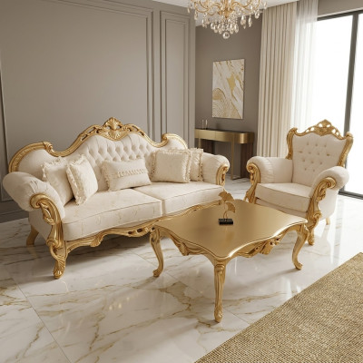 Zestaw sofowy 3+3+1 miejsce do siedzenia Chesterfield w stylu barokowym Ustaw zestaw 3 sztuki. sofa