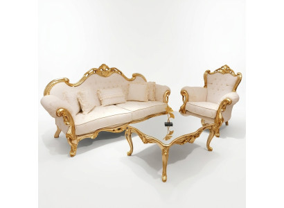 Chesterfield Luxury Zestaw sofowy 3+1+1 miejsce do siedzenia Relaks Fotel Couch 3-częściowy. Włókienniczy Nowy