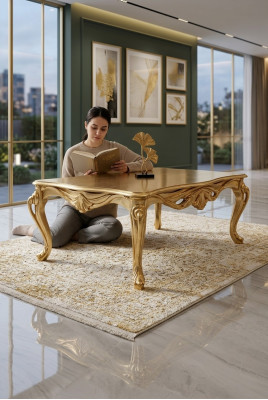 stolik kawowy stoły Chesterfield Tabela Design Luxury Meble Gold Drewno Salon Nowość