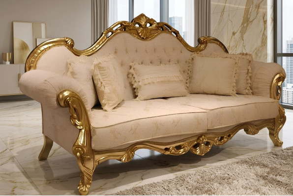 Design Zestaw sofowy 3+3 miejsce do siedzenia Zestaw Klasyczny Drewno Włókiennicze Kompletny 2x Sofa Nowy