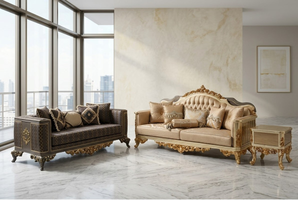 Luksusowa Sofa 3 miejsce do siedzenia Włókienniczy Sofa Gold Design Meble 3er Chesterfield Podkładka Nowość