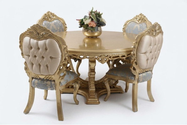 Luksusowy Stół obiadowy Okrągły Design Tabela classic jadalnia stoły Meble Gold Nowość