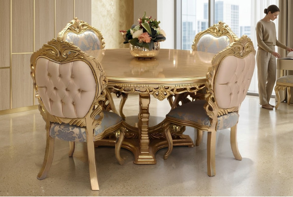 Ustawić 6 Krzesła Zestaw jadalnia Designer Drewno Krzesło Antyk Style Luxury Krzesła Nowość