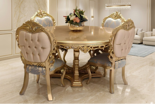 Ustawić 6 Krzesła Zestaw jadalnia Designer Drewno Krzesło Antyk Style Luxury Krzesła Nowość