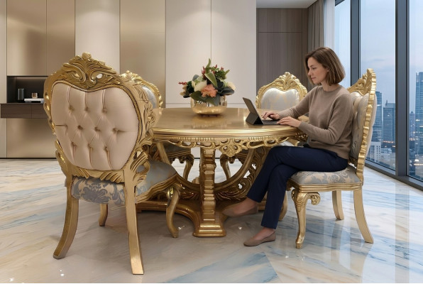 Designerski Komplet 4x Krzesła Zestaw jadalnia Designer Drewno Krzesło Ustaw Zestaw Nowy
