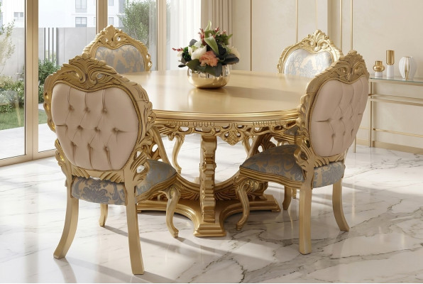 Designerski Komplet 4x Krzesła Zestaw jadalnia Designer Drewno Krzesło Ustaw Zestaw Nowy