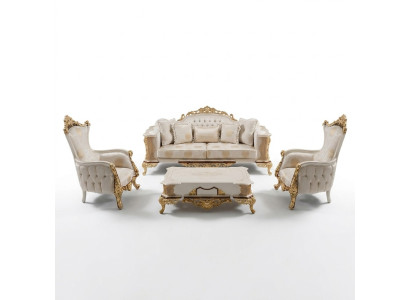 Zestaw sofowy 3+1 miejsce do siedzenia Zestaw wypoczynkowy Kompletny Włókienniczy Drewno Salon Luksusowa Sofa Nowość
