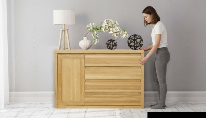 Kredens Drewno Design Szafa Kredens Szuflady Szafki Komody Sidebaord Nowość