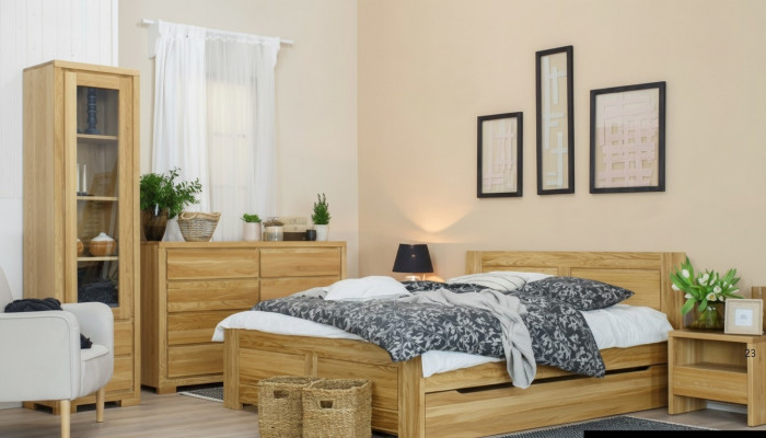 Sypialnia Łóżko Drewniane Oryginalne Drewno Łóżko Łóżko Hotelowe 180x200 cm Styl Masywne Meble