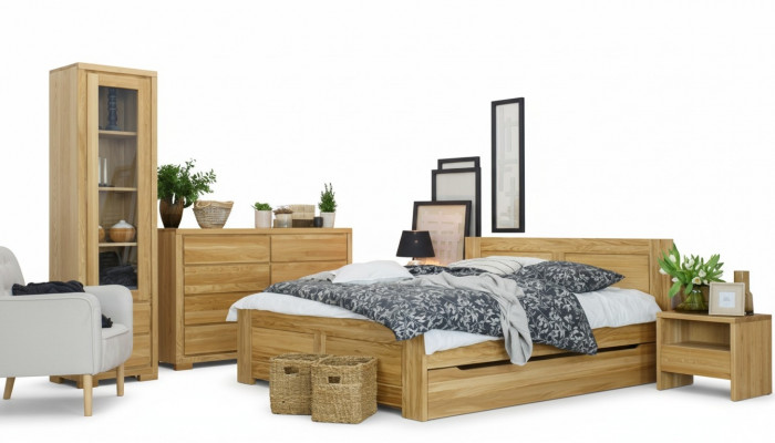 Sypialnia Łóżko Drewniane Oryginalne Drewno Łóżko Łóżko Hotelowe 180x200 cm Styl Masywne Meble