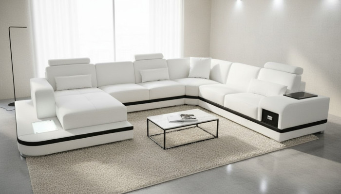 Design Skórzana Sofa Sofa Nowoczesna Podkładka Skóra Narożnikowa kanapa Kanapa Włókienniczy Żywy krajobraz