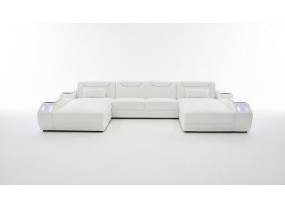 Skóra Narożnikowa kanapa Sofa w kształcie litery U Nowoczesna sofa Narożnikowa kanapa Miękki projekt salonu