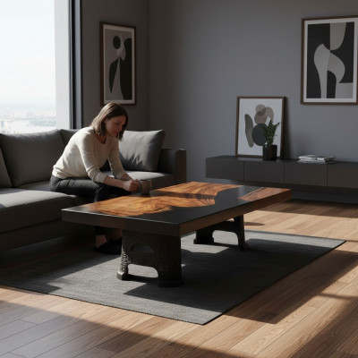 stolik kawowy River Table Solidny stoły 100x60 River Table Oryginalne drewno
