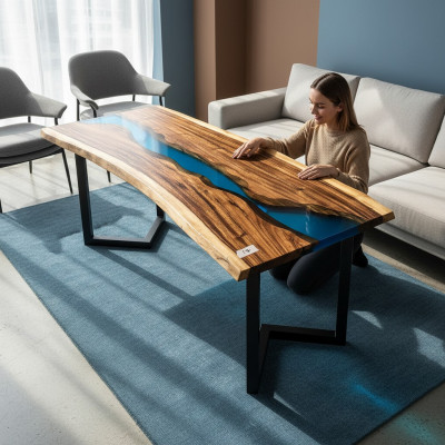 Żywica epoksydowa stolik kawowy River Table Autentyczne Drewno Solidny stoły 120x60