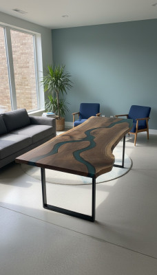 Stół obiadowy Stolik Rzeczny Prawdziwy Drewno Deco Stolik Rzeczny Solidny Żywica epoksydowa stoły