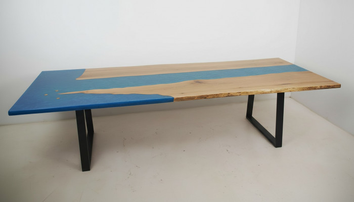 Stół obiadowy Stół rzeczny Prawdziwy stół rzeczny z drewna Żywica epoksydowa 260x100 Solid