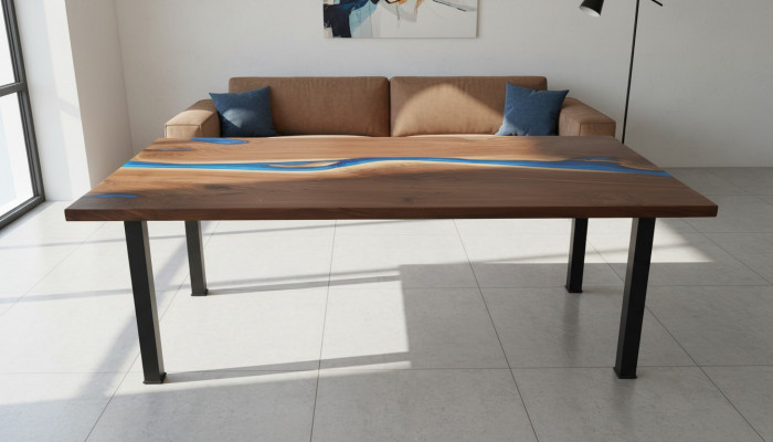 Rzeka stoły Stół obiadowy Design Tabela Moderne Meble 220x90 Żywica Epoksydowa Ocean Sea