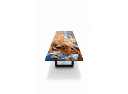 Stół obiadowy Design Tabela Resin Nowoczesne stoły Sea River Meble 220x90 Epoxy Ocean