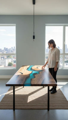 Nowoczesne stoły Stół obiadowy Design Tabela Żywica Sea River Meble 220x90 Epoxy Ocean