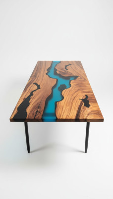 Nowoczesne stoły Stół obiadowy Design Tabela Żywica Sea River Meble 220x90 Epoxy Ocean