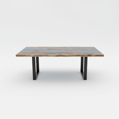 Rzeka stoły Stół obiadowy Design Tabela Modern Sea Meble 220x90 Żywica Epoksydowa Ocean