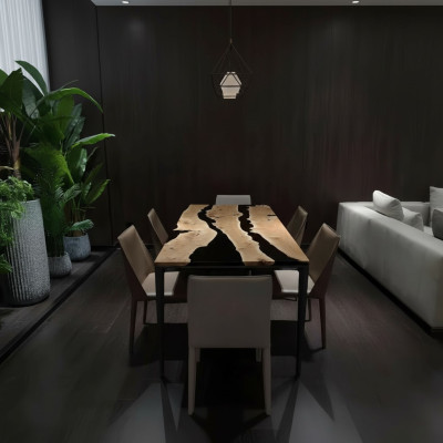 stolik kawowy stolik kawowy Black River Oryginalny stolik kawowy River 220x90 stoły Żywica epoksydowa Nowość