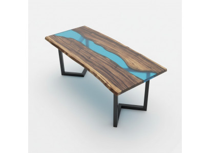 stolik kawowy River Table Solidny stoły 100x50 River Table Morski wodospad