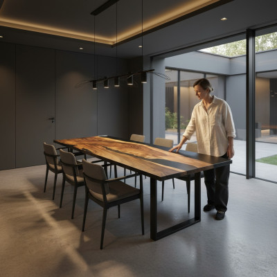 Żywica epoksydowa Stół obiadowy River Table 260x90 Nowe Oryginalne Drewno stoły Solidny