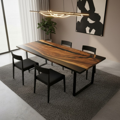 Stół obiadowy Stół Black River Autentyczne Drewno 220x95 stoły Żywica epoksydowa Nowość