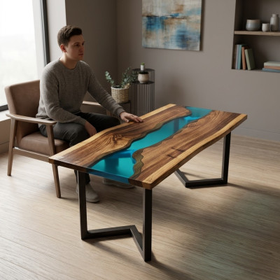 Stolik z żywicy epoksydowej Stolik kawowy Ręcznie robiony stolik kawowy 120x60cm