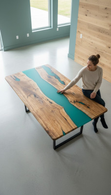 Stół obiadowy Design Tabela Nowoczesne stoły Sea Ocean River Meble 200x90 Żywica Epoksydowa