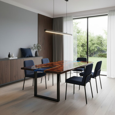 stoły Stół obiadowy Design Tabela Modern Sea River Meble 200x90 Żywica Epoksydowa Ocean
