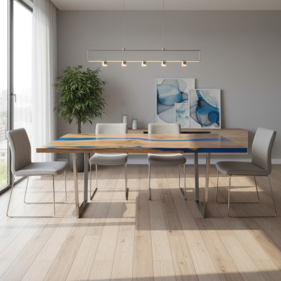 stoły Stół obiadowy Design Tabela Modern Sea River Meble 220x90 Żywica Epoksydowa Ocean